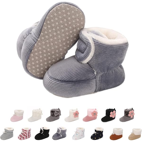 Chaussons Bébé Hiver Doublés Chauds - Bottines Antidérapantes Semelle Souple, Tailles 0-24 Mois, Réglables Velcro