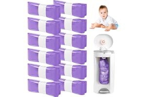 JOLIGAEA 12 Stück Windeleimer Nachfüllfolie, 4,5M Geruchsdicht Nachfüllkassetten für Genie, Tommee Tippee Sangenic Tec, Hellviolett
