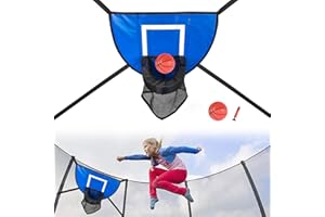 BlauHaus Panier de Basket pour Trampoline Enfant – Jeu Sportif Ludique avec 2 Ballons et Pompe – Accessoires Trampoline Sécurisés – Idéal Cadeau Extérieur ou Intérieur