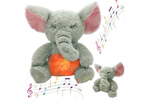 FORTIVAE Breathing Koala, Anxiety Bear, Soothing Koala for Adults, Breathing Otter Sleep Buddy with Calming music, Light, Soft Plush Toy, Gift for Baby and Adults(Elephant)