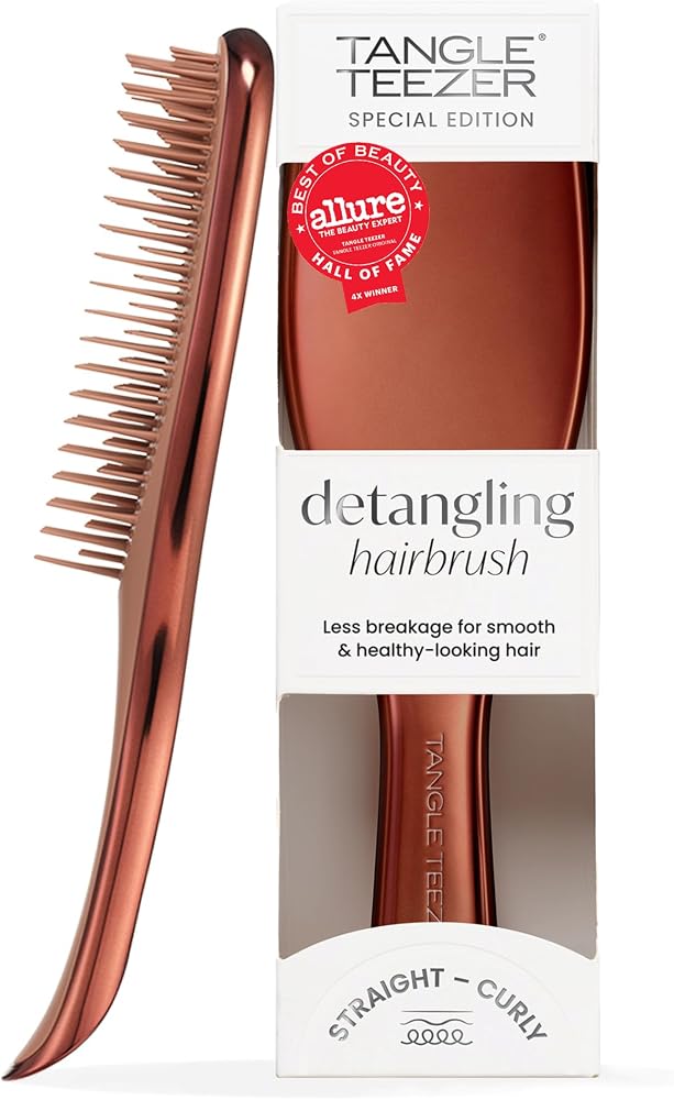 Tangle Teezer Ultimate Detangler Chrome Choc Bronze Islak ve Kuru Düz ve Kıvırcık Saçlar için Saç Fırçası Tarak