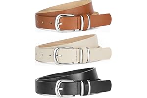 Jortmrd 3 Piezas Cinturon Mujer de PU Cinturones de Mujer Moda Clásica Cinturón Señoras Retro Cinturones Ajustables para Jeans, Pantalones, Vestidos