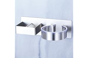 YAYINLI Hair Straightener Holder Wall, Blow Dryer Holder Wall Mounted Hairdryer Holder for Bathroom, Hair Tools Organizer & Storage Curling Iron Holder, Salon Hair Dryer Holder (Silver)