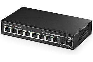 Binardat Switch de 8 Puertos 2,5G con Puerto 10G SFP+, 8 Puertos 2,5 Gigabit RJ-45 Base-T, conmutador Ethernet de sobremesa multigigabit no gestionado