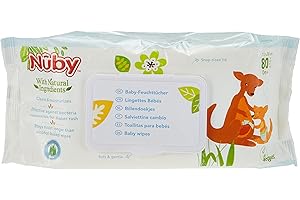 Nuby Dr. Talbot's - Lingettes bébé - Lingettes humides jetables - Lingettes à l'aide d'ingrédients naturels et Citroganix™ - 80 pièces - 0+ mois
