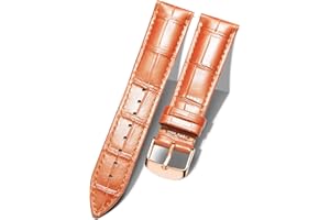BINLUN Quick Release Leather Watch Straps Replacement Watch Bands Smart Watch Strap Crocodile Pattern in 10 Colors 13 Sizes with Silver/Gold/Rose-Gold Buckle for Men Women(10mm-24mm)