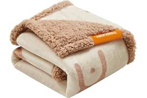 Feandrea Couverture Chien Imperméable, pour Chien Miniature et Petit, Chat, Tissu Polaire, Flanelle, 101 x 73 cm, M, Lavable en Machine, Réversible, Protection Canapé, Beige PPB040K01