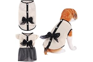 Fnaobai Vestito tutù per coppia di cani Pet Puppy Summer Bow Vest Cat Vintage Lace Skirt Tank Top Primavera Vestiti Abiti per Piccolo Medio Cane Gatto