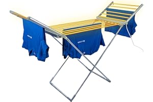 ‎SILVERGEAR Silvergear® Elektrischer Wäscheständer mit Beheizten Schienen | Einstellbare Temperatur & Timer | Wäscheständer Heizung | Clothes Drying Rack | Beheizbarer Wäscheständera | 147x54x94 cm | Grau