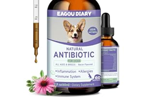 EAGOU DIARY Antibiotiques pour Chiens - Soulagement Allergies Chien, Soulagement Peau Qui Démange, Renforcement Système Immunitaire Chiot, Vitamines, Échinacée, Compléments Herboristiques Infection Levure