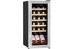 DELLONDA Baridi 18 Bottle Wine Cooler Fridge with Digital Touch Screen Controls & LED Light, Stainless Steel - DH29
