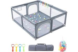 GLOKID Parc Bébé,150x180cm, modulable, grand parc pour enfant en bas âge, Balle marine sac de rangement, crochet, pour la maison (150x180cm)