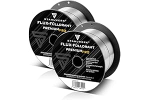 STAHLWERK FLUX Fülldraht Ø 0,8 mm 2er Set E71T-GS – je 1 kg D100-Spule für 16 mm Dorn, universell einsetzbar, selbstschützender Schweißdraht zum Schweißen ohne Gas, geeignet für viele MIG/MAG-Geräte