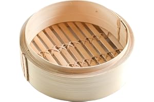 CAPACITEA Bamboo Ø20cm (8") Food Steamer Basket for Dim Sum, Vegetable, and Bao Buns
