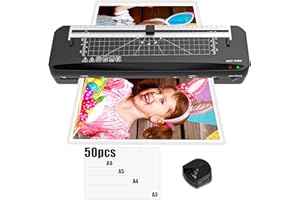 ‎BAYGE Laminiergerät, A3 Laminiergerät mit 50 Laminierfolien 70 Sek Schnelles Aufwärmen, Heiß und Kalt Laminiermaschine mit Eingebauter Papierschneider für Zuhause, Schule, Büro