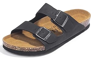 FITORY Herren-Sandalen mit Fußgewölbeunterstützung, Pantoletten mit verstellbaren Schnallenriemen und Kork-Fußbett für den Sommer, Größe 40–47