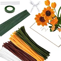 Kit DIY 600 Cure-pipes + 350 étamines + 30 Tiges + Ruban - 8 Couleurs Pour Création De Fleurs Et Décorations