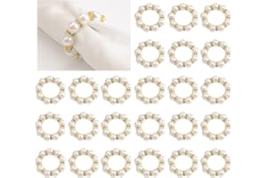 URROMA 36Pcs Pearl Rhinestone Napkin Rings, Gold Pearl Napkin Holders Buckles Napkin Rings for Wedding Party, Dinner, Table Decor, 2.5cm