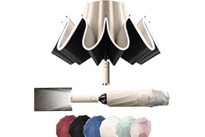 MZSX Parapluie Pliant, Parapluie de voyage coupe-vent, Lumière LED, Compact, Parapluie de Poche, conception à pliage inversé, bande réfléchissante pour hommes femmes