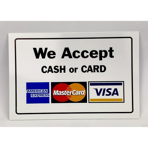 We Accept Visa MasterCard American Express AMEX Discover, 8" x 2.75" Inch Credit  Card Sign Vinyl Sticker, Indoor and Outdoor Use, Rust Free, UV Protected,  Waterproof, Self Adhesive : Amazon.co.uk: DIY &