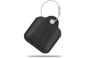 Fintie Genuine Leather Case for Tile Mate / Tile Pro / Tile Sport / Tile Style / Cube Pro Key Finder Phone Finder, Anti-Scratch Protective Skin Cover with Keychain, Black