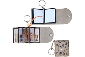 UNIQICON Mini Photo Keychain, DIY Small Custom Leather Memory Photo, Picture Keychains Personalized Album, Mini Cute Key Ring Keychain with Picture Book for Family, Boyfriend, Couples, Dog, Friends_MPKLP