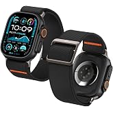 Spigen Apple Watch 49/46/45mm Ultra 3/2/1 / Seri 11/10/9/8/7 ile Uyumlu Kordon Band Lite Fit Ultra &Ouml;rme Naylon Kumaş Siyah Ka