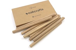 OAKCRAFTS Premium Quality European Oak Dowel 200mm Long (12mm - Pack of 10)