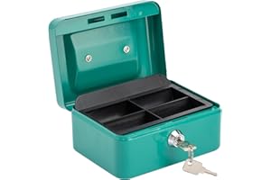 Burg-Wächter lockable cash box with key and coin insert, small, sheet steel, Money 5015, turquoise-green