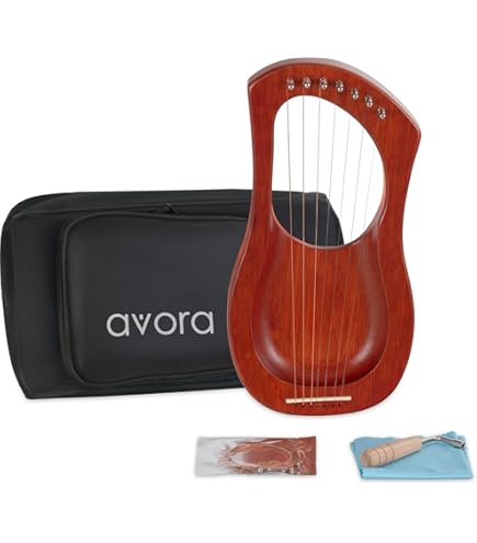 Lyre Harp 32 snaren mahoniehouten snaarinstrument, met EVA draagtas, stemsleutel, reserve snaar, Engelse handleiding, for muziekliefhebbers, beginners, kinderen (Color : 24 Strings Lyre Harp
