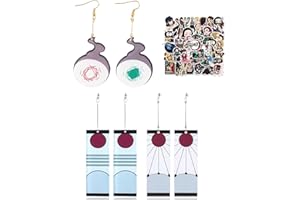 JinYu 13 sztuk naklejek i kolczyki Demon S. Kolczyki Hisoka Kolczyki Anime dla kobiet mężczyzn Anime Akrylowe kolczyki Walentynki Biżuteria Prezent dla niej