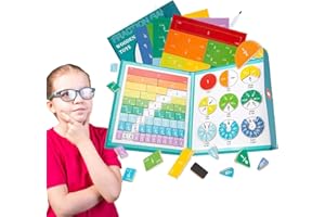 Wukesify Compteurs magnétiques Manipulateurs mathématiques, Livre d'autocollants en pâte Montessori, Cercles tuiles Fraction d'arc-en-pour des Enfants