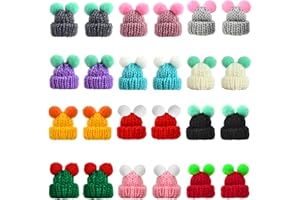 Amsixnt Mini Weihnachtsmütze, 24 Stück Mini Weihnachtsmütze, Mini-Strickmütze des Weihnachten, Nikolausmütze Klein für Weihnachten Weinflasche Abdeckung, Puppenhaus, Weihnachtsfeiern