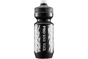 PRO BIKE TOOL Borraccia per bici 550 ml 19 oz -per tutti i tipi di fitness e ciclismo - Boccaglio in morbido silicone - Valvola a flusso rapido - Bidon facile da spremere (Nero)