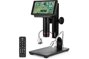 LINKMICRO LM302 5 inch HDMI Digital Microscope for Soldering, 560X USB Electronic Microscope with Screen for Adults, UV Filter, Windows Measurement, for PCB SMT SMD DIY