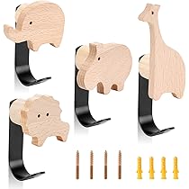 6 Ganci Appendiabiti In Legno Per Bambini, Forme Di Stelle E Cuori, Autoadesivi - 2