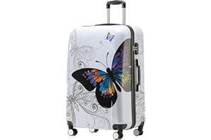 BEIBYE Butterfly 2060 TSA-Schloss 4-TLG. Reisekoffer Trolley – Robustes Hartschalen Kofferset inkl. Handgepäck und Beautycase(M-56cm)