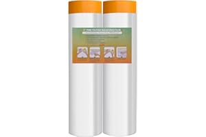 LLPT Tape and Drape Pre-Taped Masking Film | 2-Pack | Versatile Painter's Plastic Dust Sheets for Auto Wall Furniture Painting and Spraying Protection (MFTO2633) | 270cm(Unfolded) x 33m