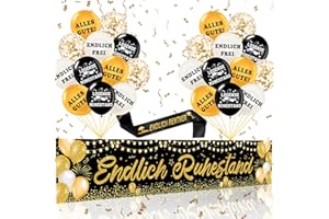 MQIAN Rente Deko, Ruhestand Deko, XXL Endlich Rentner Banner, Luftballons Ruhestand, Deko Rente, Alles Gute Zum Ruhestand für Pension Renteneintritt Abschied Party