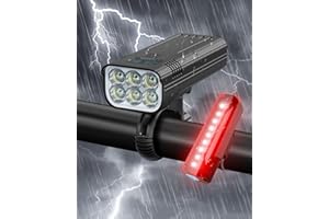 Snowalva Bike Lights, 5+5 Modes Bike Lights Set LED Display 2023 Upgrade 6LED Super Bright 6000 Lumen Bike Lights Front and Back IPX5 Waterproof Bicycle Lights USB Rechargeable Cycle Lights for Riding