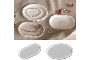 JIAHUADE Silikonform Tablett, 2 Stück Silikonformen Gießformen, Silikonformen Gießformen Tablett, Oval mit Rillen Silikonform zum Gießen, für Herstellung von Obst Tee Tablett Schmuck Teller Handwerk