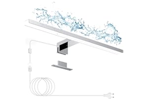 Hommie Lampe Miroir Salle de Bain LED 40CM Avec Interrupteur Blanc Neutre 4000K Luminaire Salle de Bain 10W 230V 900LM IP44 Étanche