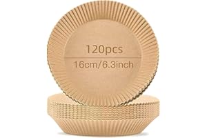 SOSINYA Air Fryer Paper Liner, 120papier Cuisson 16cm Papier De Friteuse Sans Huile, Jetable Pour Friteuse À Air Chaud Papier Sulfurisé, Papier Moule Cuisson 3-4.5L (A Style)