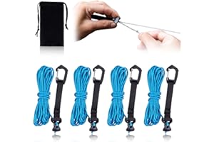 HIKEMAN 4M Reflective Tent Guy Ropes - Ultralight Outdoor Tent Guide Rope with Locking Carabiner Clip,2mm 100% Nylon Cord Wind Line for Awning Camping Hiking Tents (Blue, 4M)