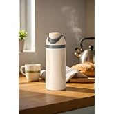 304 L &Ccedil;elik Krem Kulplu Pipetli 700 ml ılık Soğuk İ&ccedil;ecek Termos Suluk mt237by