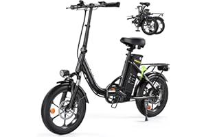 ‎FINBIKE Finbike Klapprad E-Bike 16 * 2.15 Zoll Fat Tire,Tragbares Elektrofahrrad mit 10.4Ah Abnehmbarem Akku,4 Fahrmodi,PAS Reichweite MAX 88KM,Falt-Elektrofahrräder für Herren Damen Pendeln