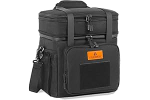 HSHRISH Borsa termica porta pranzo tattica, borsa frigo pranzo grande isolata a doppio strato per uomini adulti, impermeabile e durevole, ufficio, picnic all'aperto 16L, nero