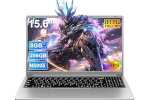 RUZAVA Ordenador Portátil 15,6 Pulgadas Celeron N5095 2,9 GHz Win11 8GB 256GB SSD Expansión 1TB DDR4 5G WiFi 1920x1080 FHD BT4.2 HDMl USB 3.0 Portatil con Ratón Inalámbrico y Teclado Español Membrana - Plata