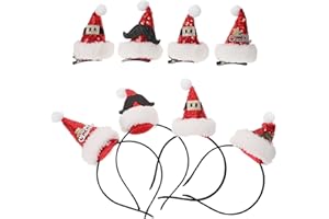 PRETYZOOM 8 Stücke Mini Weihnachtsmütze Haarspange Weihnachten Hut Haarreif Glitzer Nikolausmütze Haarklammern Kopfschmuck Stirnband Santa Mütze für Kinder Erwachsene Weihnachtsmann Kostüm