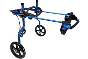 KAJILE Verstellbarer 2-Rad-HundeRollstuhl, S-1 Größe für behinderte Hund Hinterbeine Rehabilitation, geeignete Höhe 22-27cm, Breite 17.5-22.5cm, Länge 18-25cm